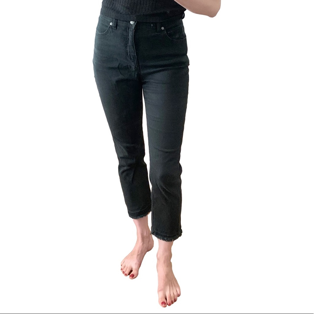 Vintage cropped straight jeans fringe detail